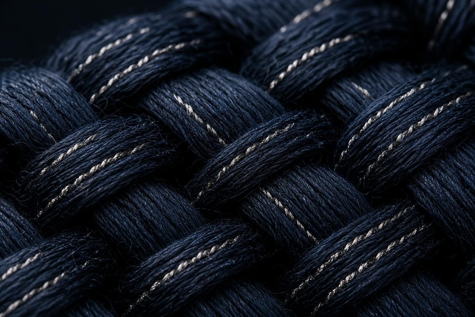 Macro view of ASC conductive smart textile weave with silver fiber